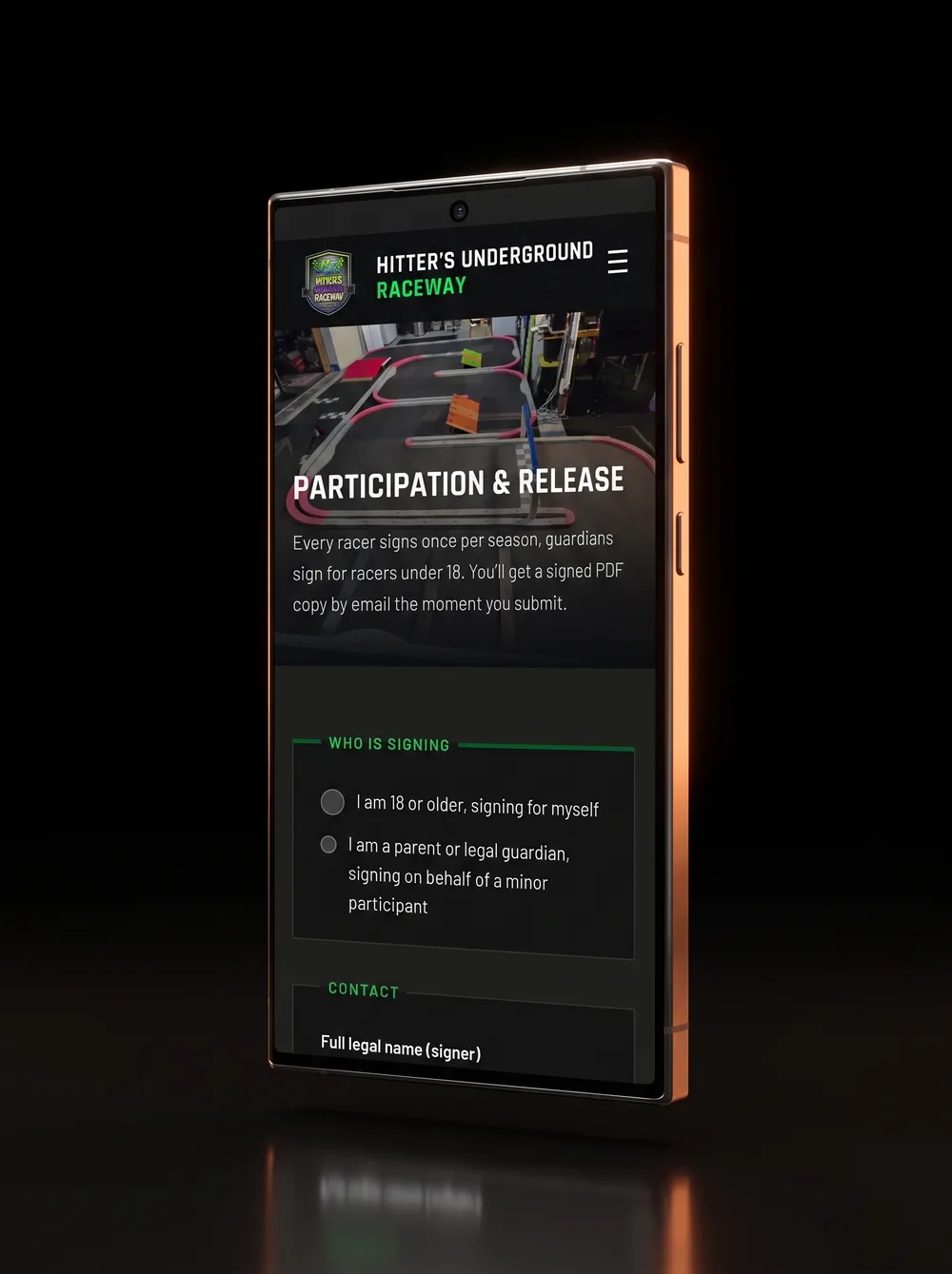 The participation and release waiver on a Samsung Galaxy, choosing who is signing